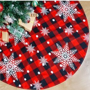Festive Red and Black Plaid Christmas Tree Skirt